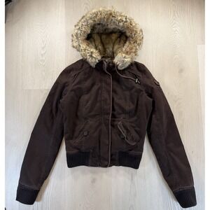 Vintage Abercrombie & Fitch Faux Fur Hooded Jacket Women's Size M